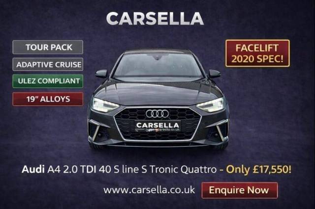 2019 Audi A4 2.0 TDI 40 S line S Tronic quattro Euro 6 (s/s) 4dr